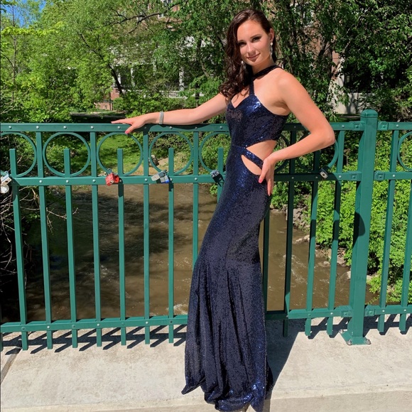 Windsor Dresses & Skirts - Navy Sequence Prom Dress